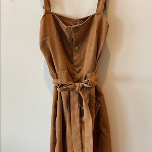 SHEIN Brown Sleeveless Square Neck Jumpsuit